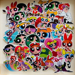 50pcs Limited! Power puff Girls Cartoon Buttercup Phone Laptop Decals Waterproof Vinyl stickers