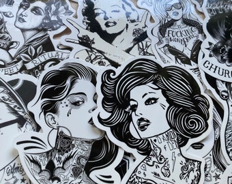 Pegatinas de tatuajes góticos, vinilos impermeables para portátil y teléfono (50 unidades)