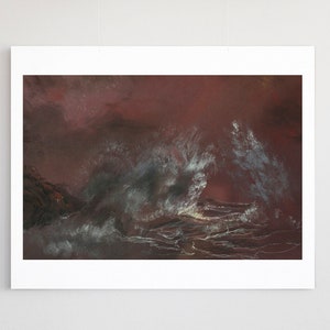 Primal Might Water - signierter Druck | Wellenkunst | Ozean Kunst | Irland Landschaft | Ozean Druck | Stimmungsvolle Landschaft | Seelandschaft Kunstdruck