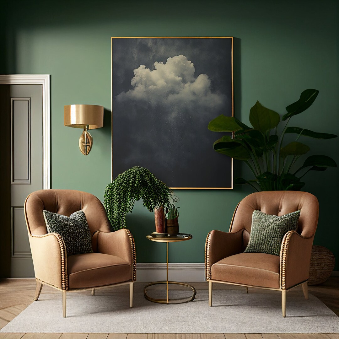 Crmotu Botanische Wandkunst – Gerahmte Leinwand, 40,6x61 Cm, Grüne Blätter, Vintage-Stil, Für Wohnzimmer & Schlafzimmer