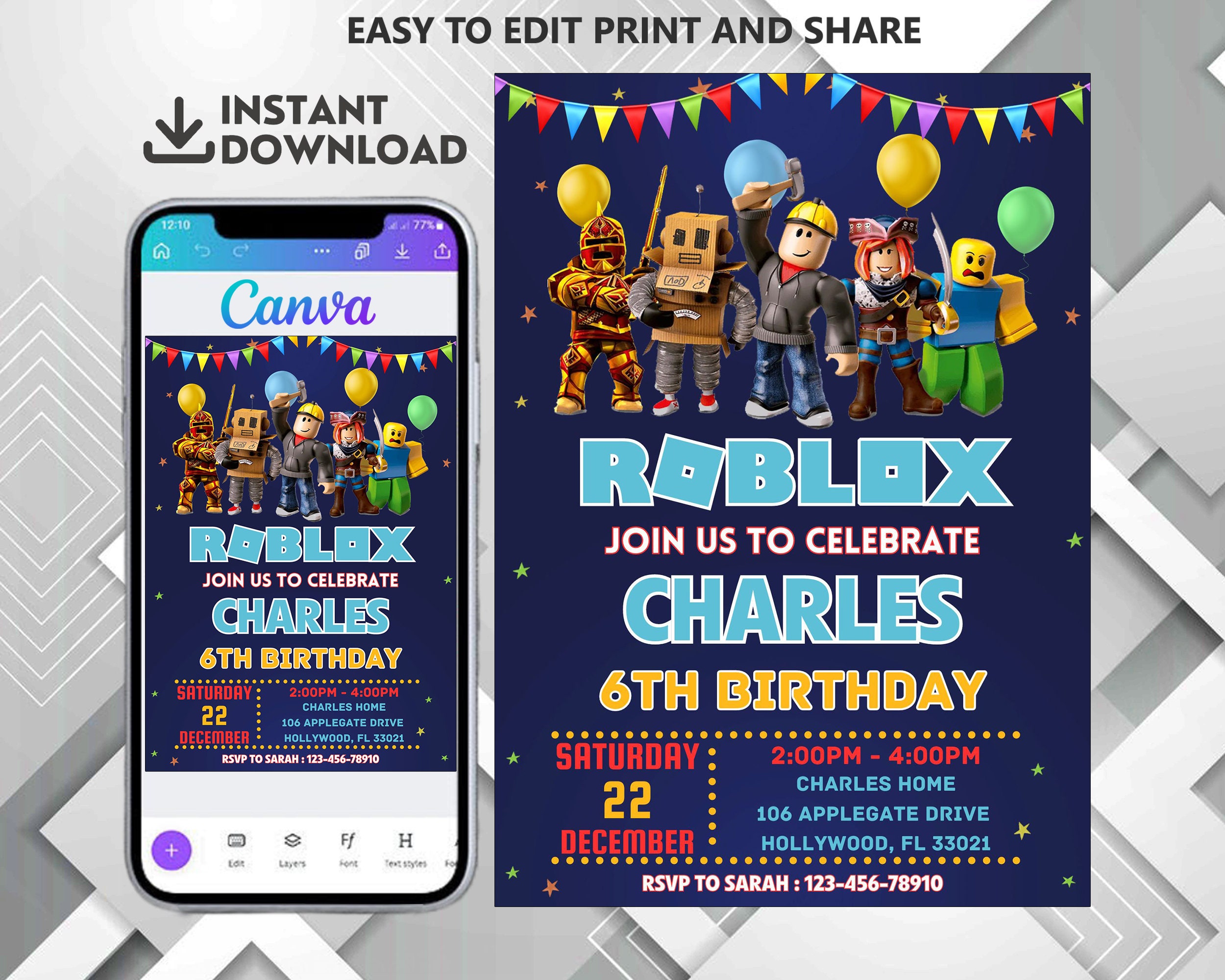 Perfect Roblox Birthday Invite – Mama Life Printables