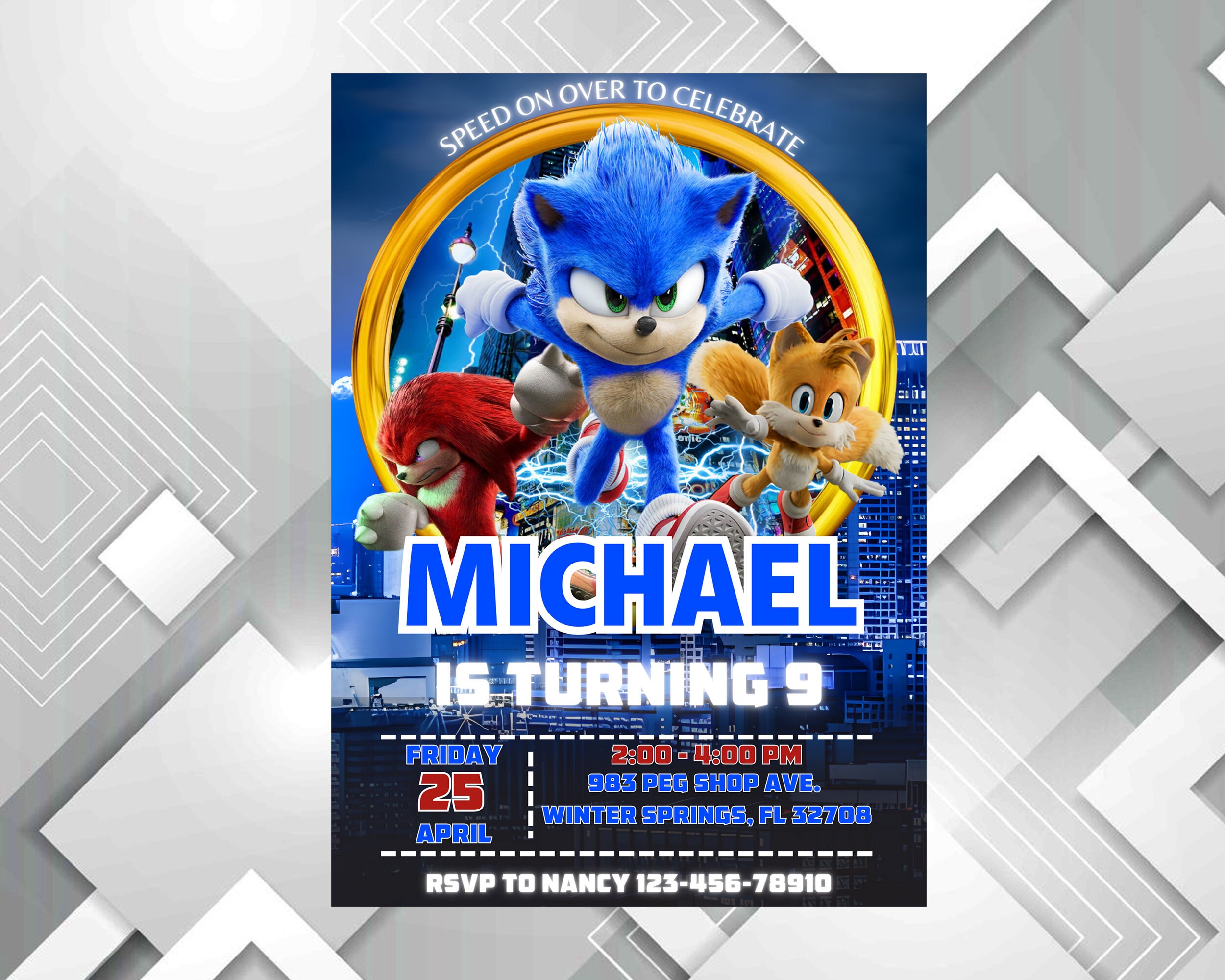 Sonic Birthday Invitations - z2yhjpm
