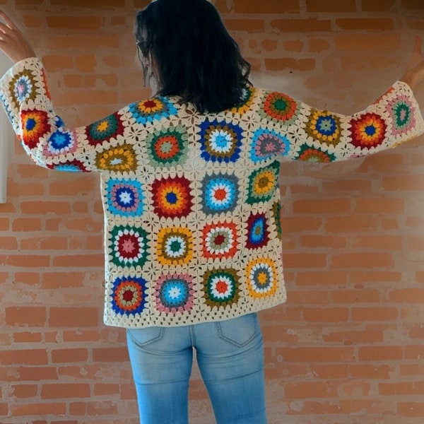 Granny Square Cardigan Pattern, Digital Download, ONLY Pattern