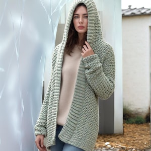 Modèle au crochet vintage, modèle de cardigan à capuche des années 90, modèle au crochet de cardigan à la mode, uniquement en PDF