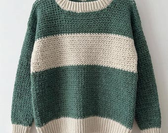 Häkelanleitung für einen Überpullover, Größen S-3XL, anfängerfreundlich (digitaler Download)