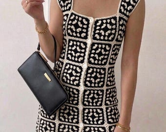 Crochet Dress Pattern, Erenos Granny Square Dress, Sizes Xs-2XL, Seamless (PDF )