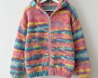 Häkelanleitung für eine Strickjacke mit Kapuze, Größen XS-5XL, nahtlos (PDF)