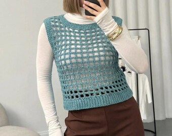 La Purpura Top Häkelanleitung Filet Design Netz Top (PDF)
