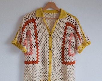 HÄKELANLEITUNG / Oma-Muschelmuster-Cardigan, Sommer-Top-Down-Strickjacke, Größen XS-2XL, nahtlos, PDF