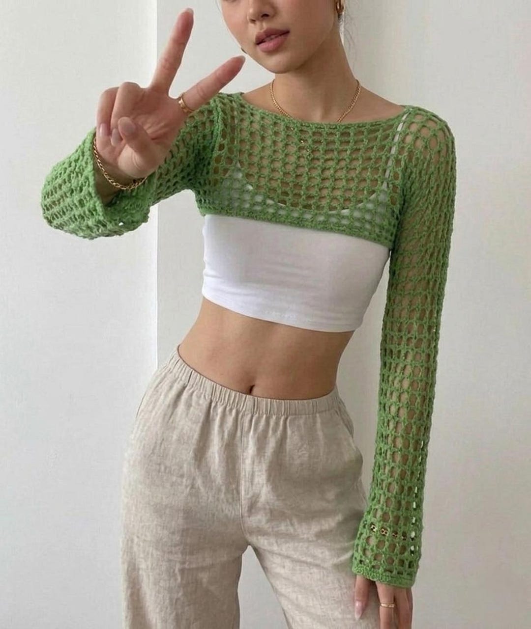 Mesh Top Crochet Pattern ,long Sleeve Laced Top Digital Download, - Etsy