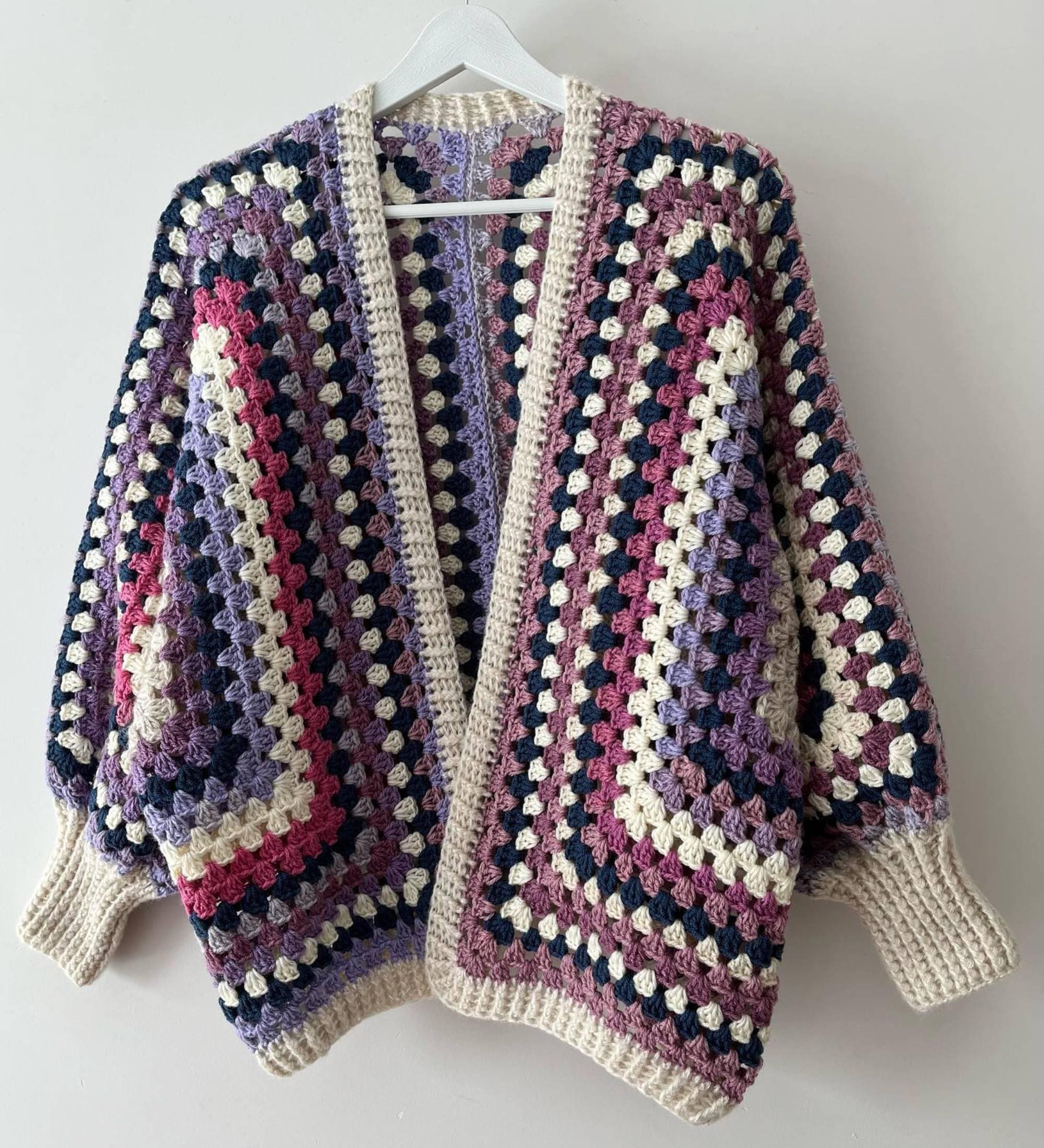 Crochet granny hexagon cardigan pattern - Etsy 日本
