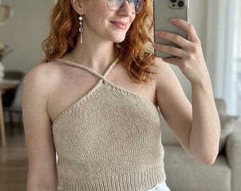 Crop Top Knitting Pattern, Easy Knit Wear Beginner Friendly (Digital Download)