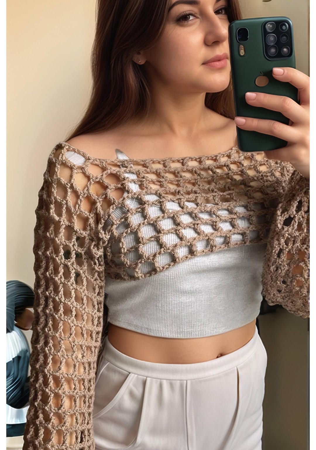 Shrug Mesh Top Crochet Pattern ,long Sleeve Crochet Pattern