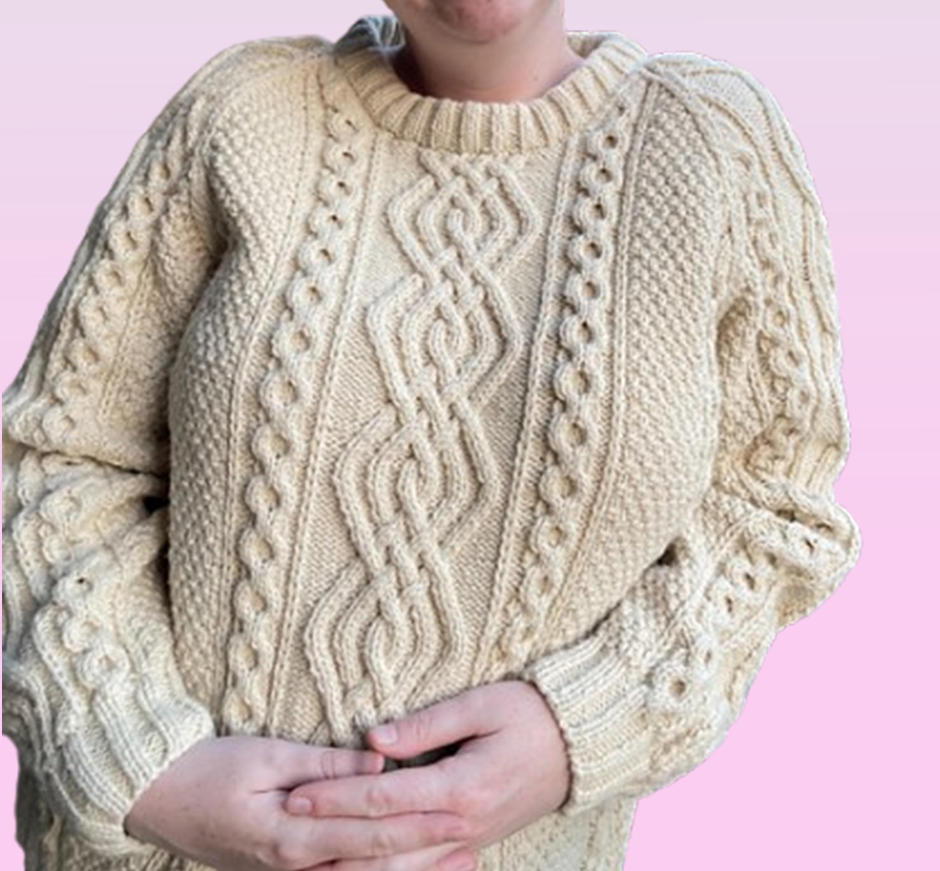 Aran Cable Sweater Vintage 90
