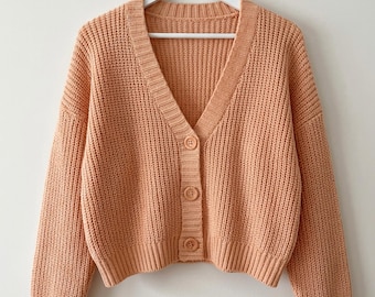 Einfaches Strickmuster für eine Strickjacke, kurze Herbstjacke, zeitlose Strickjacke (PDF)