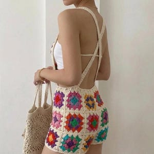 Crochet Romper Pattern, Ivony Overalls, Summer Women's Beachwear, XS-2XL ,Seamless (ENG) image 2