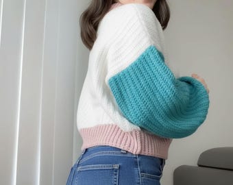Ribbed Sweater Crochet Pattern, Beginner Friendly All Sizes (Digital Download)