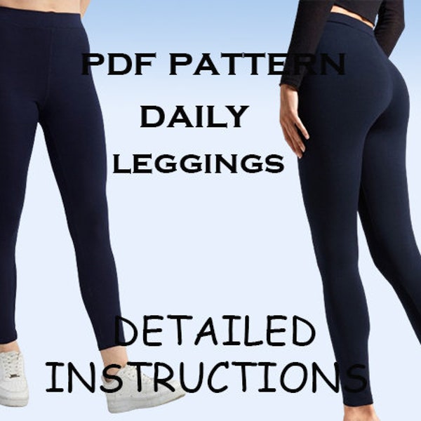 Daily Basic Leggings Sewing Pattern, 6 Sizes XS-XXL, Printable Sewing Pattern