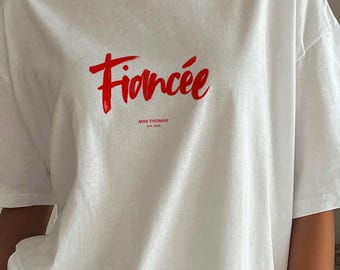 Personalised Fiancee shirt engagement gift for Bride shirt engaged fiancee t-shirt bride to be tshirt for Future Mrs custom Fiance gifted