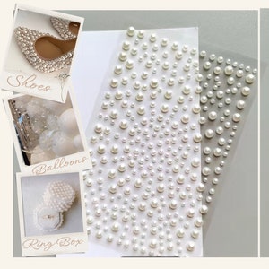 Wedding Craft Pearl Stickers for crafting Flatback Stick on Pearls DIY wedding Craft Pearl stickers for wedding shoes DIY bridal accessories