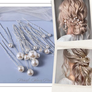 18pk Pearl Perfection: Handmade Bridal Hair Pins Set with Elegant Mixed Sized Faux Pearls for Wedding Updos and Hairstyles