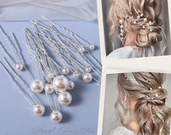 18pk Pearl Perfection: Handmade Bridal Hair Pins Set with Elegant Mixed Sized Faux Pearls for Wedding Updos and Hairstyles