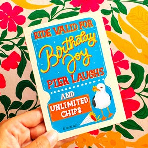 Lustige Geburtstagskarte mit Möwe | Brighton Seaside Humor, Pier lacht, Chips