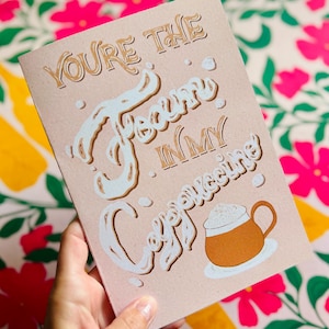 Grappige koffiewenskaart voor hem | Handgeschreven kaart voor je aan cafeïne verslaafde partner | Leuke barista-eerbetoon"