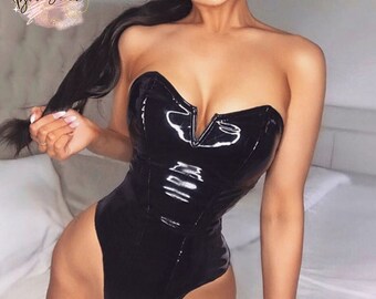 Women Strapless Bodysuit | Off-Shoulder Skinny Body Top | Female Zipper Backless