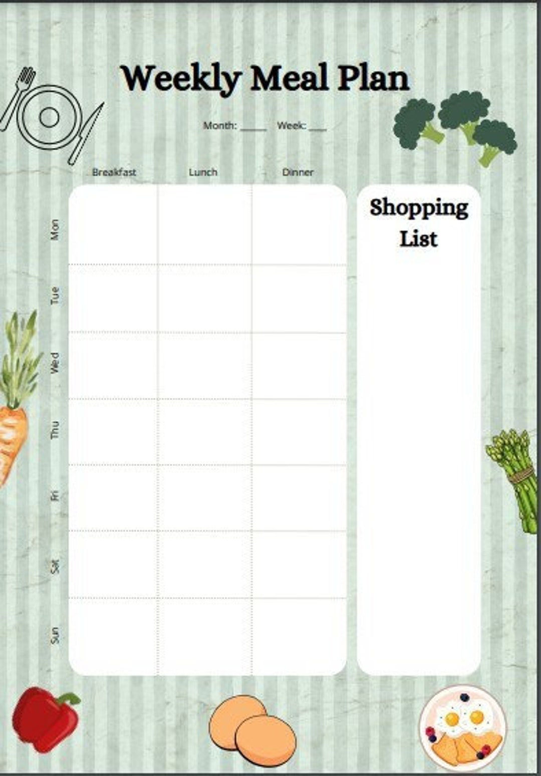 Printable Weekly Food Planner - Etsy