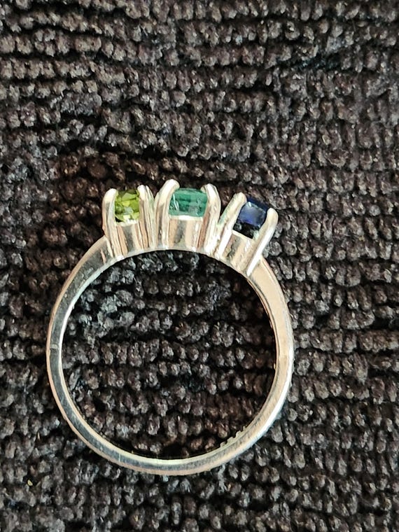 Multi Stone Ring with Authentic Emerald,  Opal an… - image 7