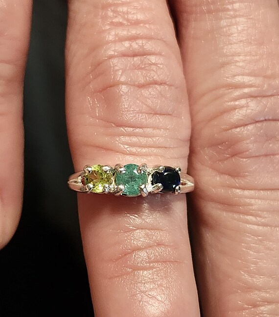 Multi Stone Ring with Authentic Emerald,  Opal an… - image 2
