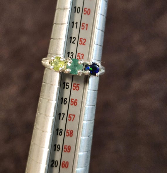 Multi Stone Ring with Authentic Emerald,  Opal an… - image 8