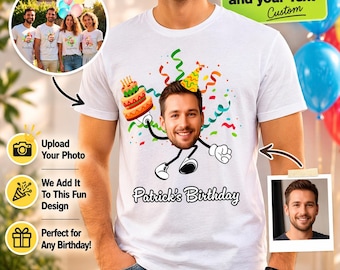 Custom Birthday Face Shirt, Birthday Party Shirt, Photo Shirt, Personalized Birthday Shirt, Group Party Shirt, Funny Animated Birthday Shirt