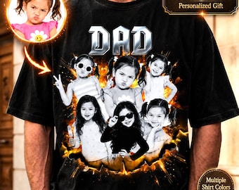 Custom Dad Shirt,Gift for Father's Day,Custom Bootleg Rap Style Personalized Dad's Birthday,Best Dad Ever,Personalized Photo Shirt New Dad