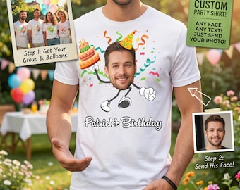 Custom Birthday Face Shirt, Birthday Party Shirt, Photo Shirt, Personalized Birthday Shirt, Group Party Shirt, Funny Animated Birthday Shirt