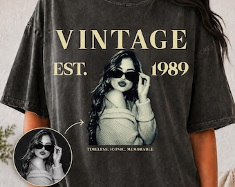 Custom Vintage Photo And Year Shirt,Custom 30th Photo Birthday Shirt,Birthday Photo Shirt,Custom 40th, Personalized Tee,Custom Your Photo