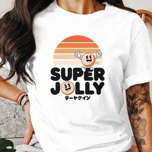 Camiseta retro de atardecer con dibujos animados, camiseta gráfica súper alegre, divertida camiseta estilo anime de los 80, diseño de inspiración vintage, regalo nostálgico genial.