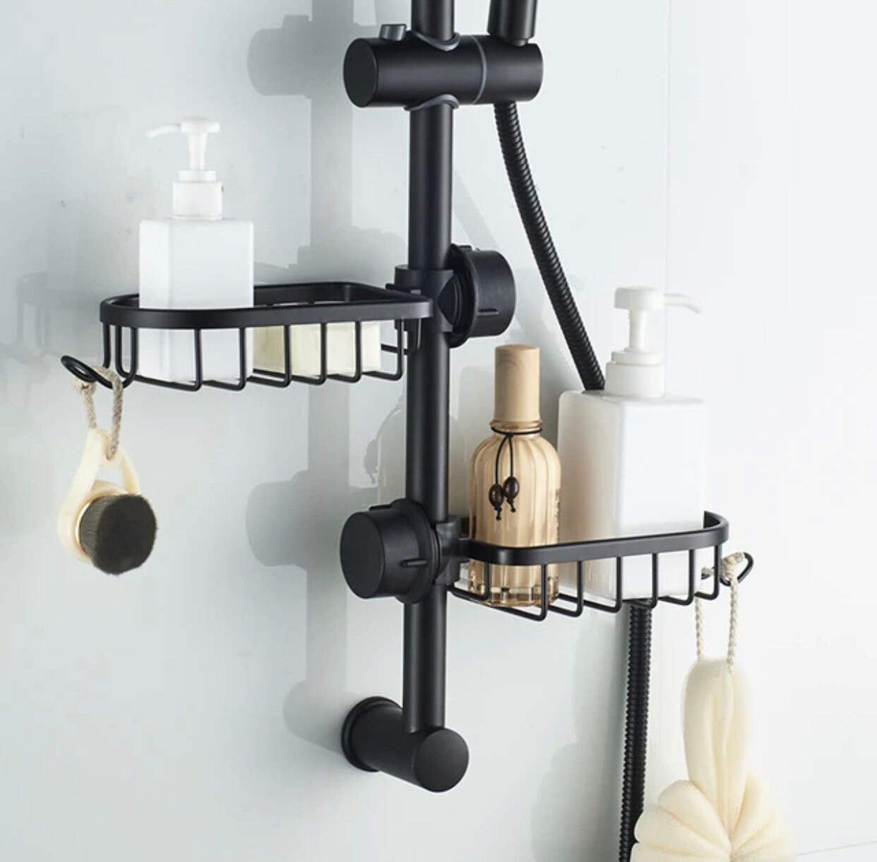 8 Matte Black Ceramic Corner Shelf Elegant Shower Shelf With a Drain Hole  two Sided Tapes Included -  Israel