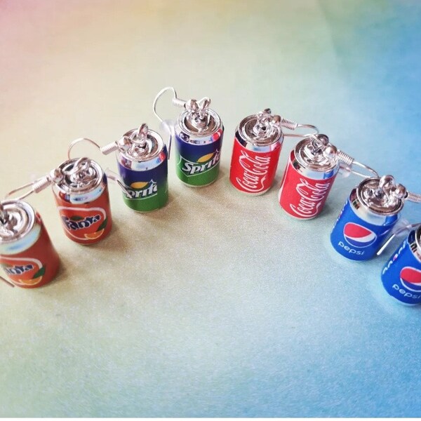 Mini soda can earrings | Coca-cola | Sprite | Fanta | Pepsi | Novelty retro earrings | Fizzy drink can earrings | Soda pop cans