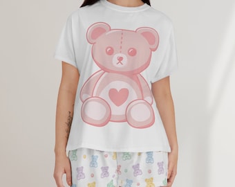 ABDL Short Teddy Bear Print Pajama Set | Kawaii | Age Regression | Agere | Littlespace