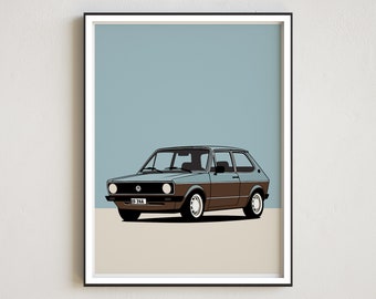 Minimalist Print Volkswagen Golf MK1 Wall Art Car Wall Art Automotive Wall Decor Car Art Volkswagen Home Decor Car Enthusiast Gift For Him