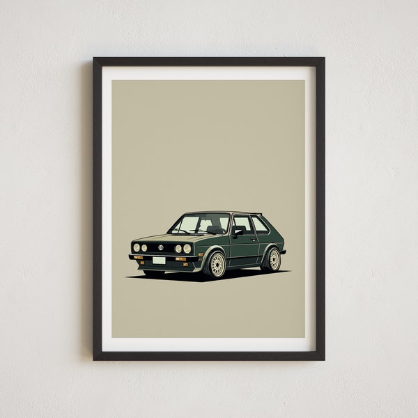 Minimalist Print Volkswagen Golf MK2 Wall Art Car Wall Art Automotive Wall Decor Car Art Volkswagen Home Decor Car Enthusiast Gift For Him