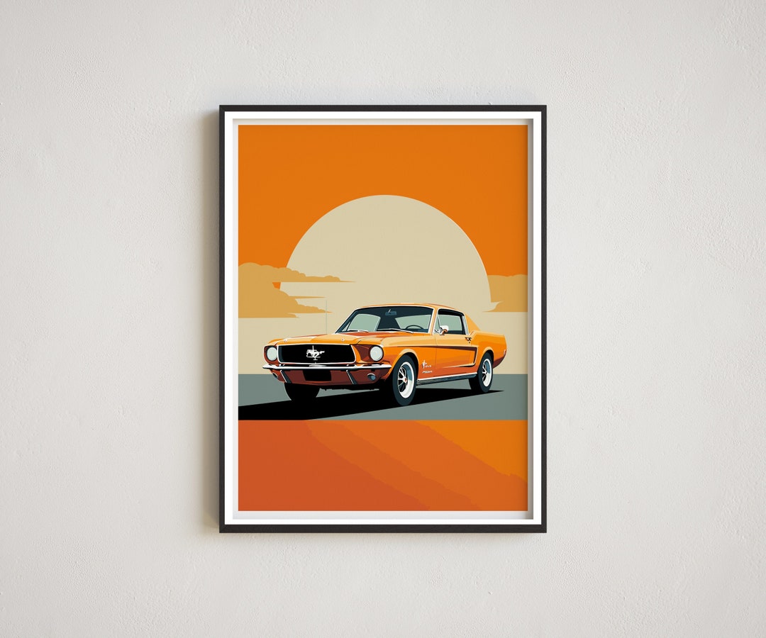 Minimalist Print Ford Mustang Wall Art Car Wall Art Automotive Wall
