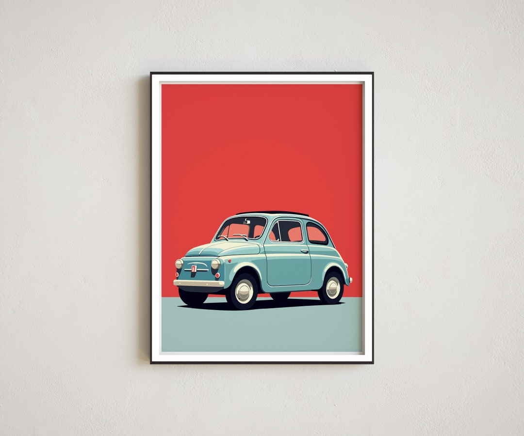 Minimalist Print Fiat 500 Wall Art Car Wall Art Automotive Wall Decor