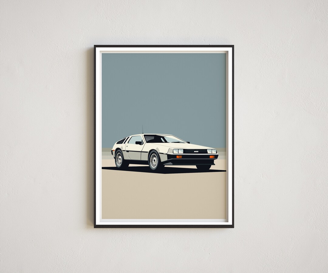 Minimalist Print Delorean DMC12 DMC Wall Art Car Wall Art Automotive
