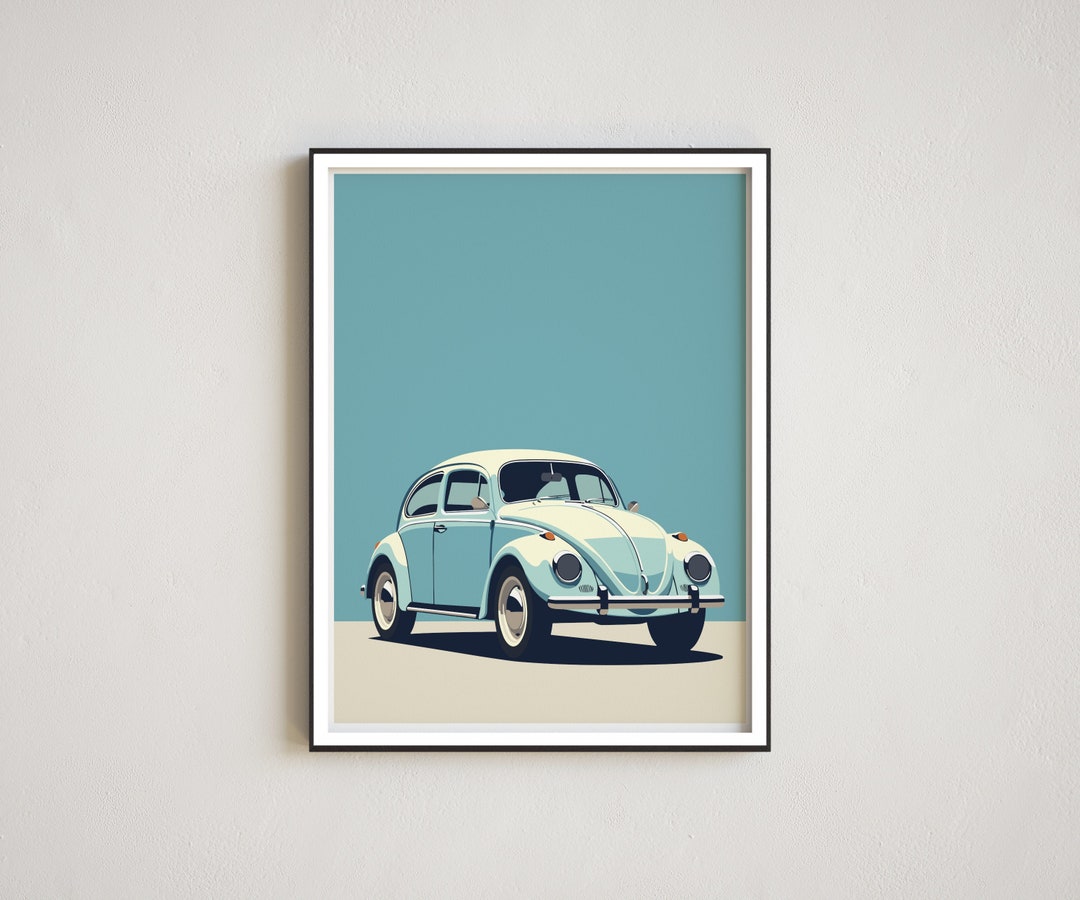 Minimalist Print Volkswagen Beetle Wall Art Car Wall Art Automotive