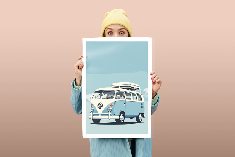 Minimalist Print Volkswagen Camper Van Wall Art Car Wall Art Etsy UK