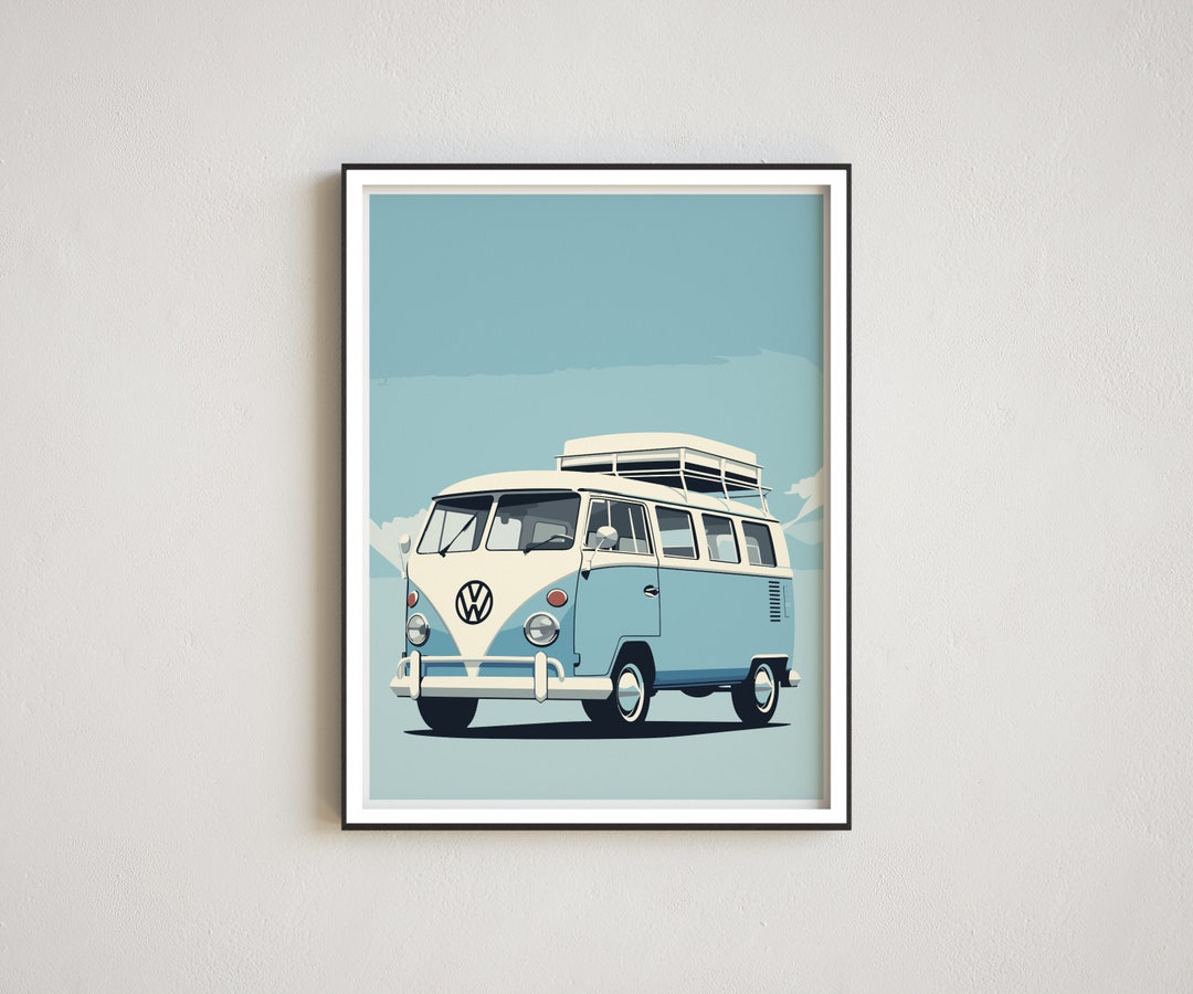 Minimalist Print Volkswagen Camper Van Wall Art Car Wall Art Etsy UK