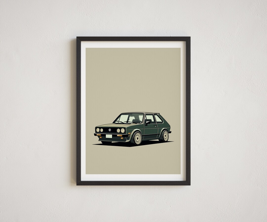 Minimalist Print Volkswagen Golf MK2 Wall Art Car Wall Art Automotive